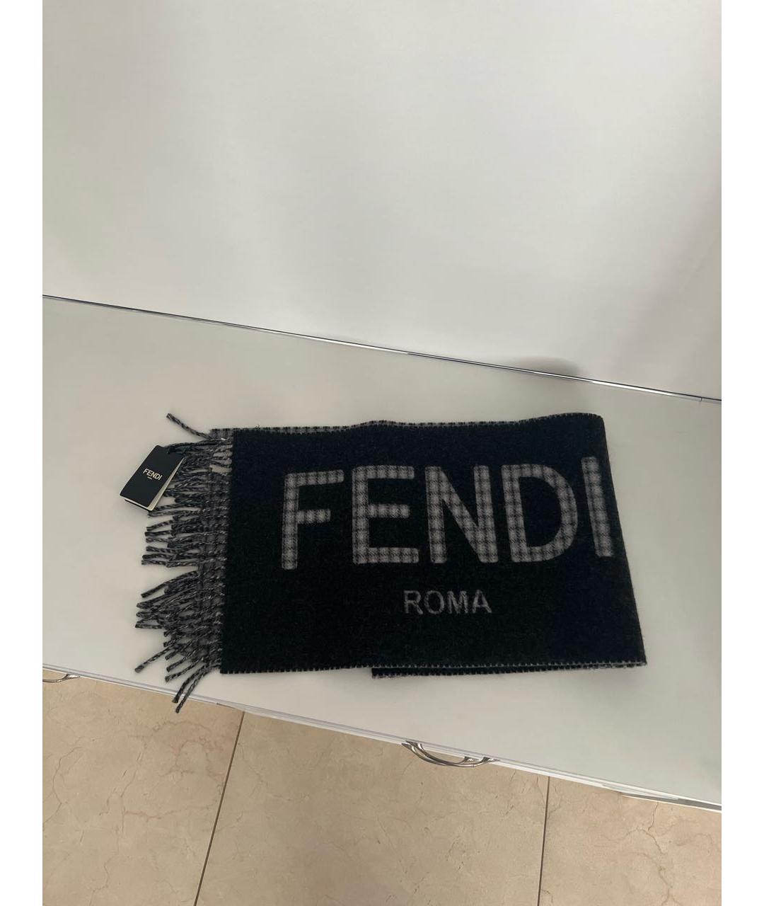 FENDI Серый шерстяной шарф, фото 5