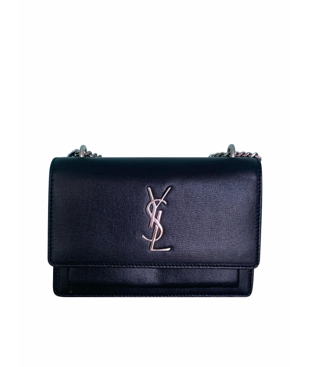 SAINT LAURENT Черная кожаная сумка через плечо, фото 1