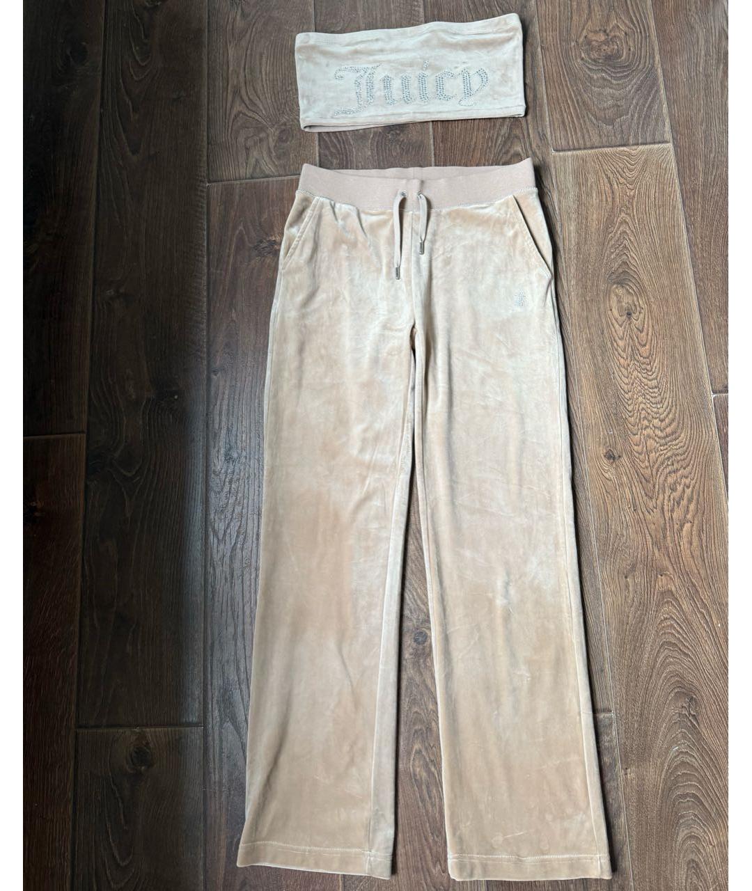 JUICY COUTURE Бежевый велюровый костюм с брюками, фото 9