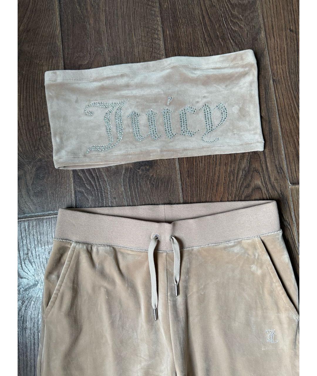 JUICY COUTURE Бежевый велюровый костюм с брюками, фото 2