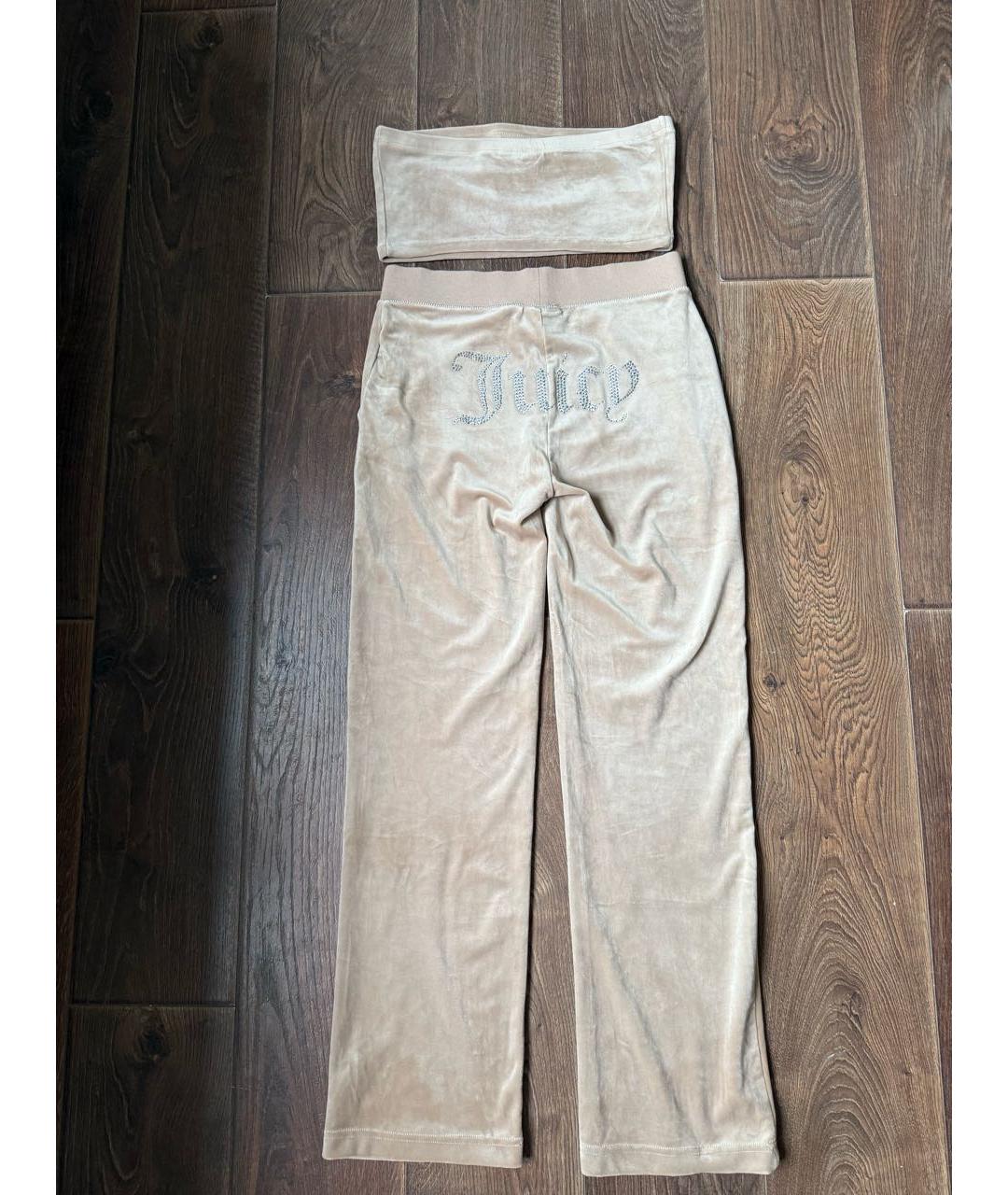 JUICY COUTURE Бежевый велюровый костюм с брюками, фото 3