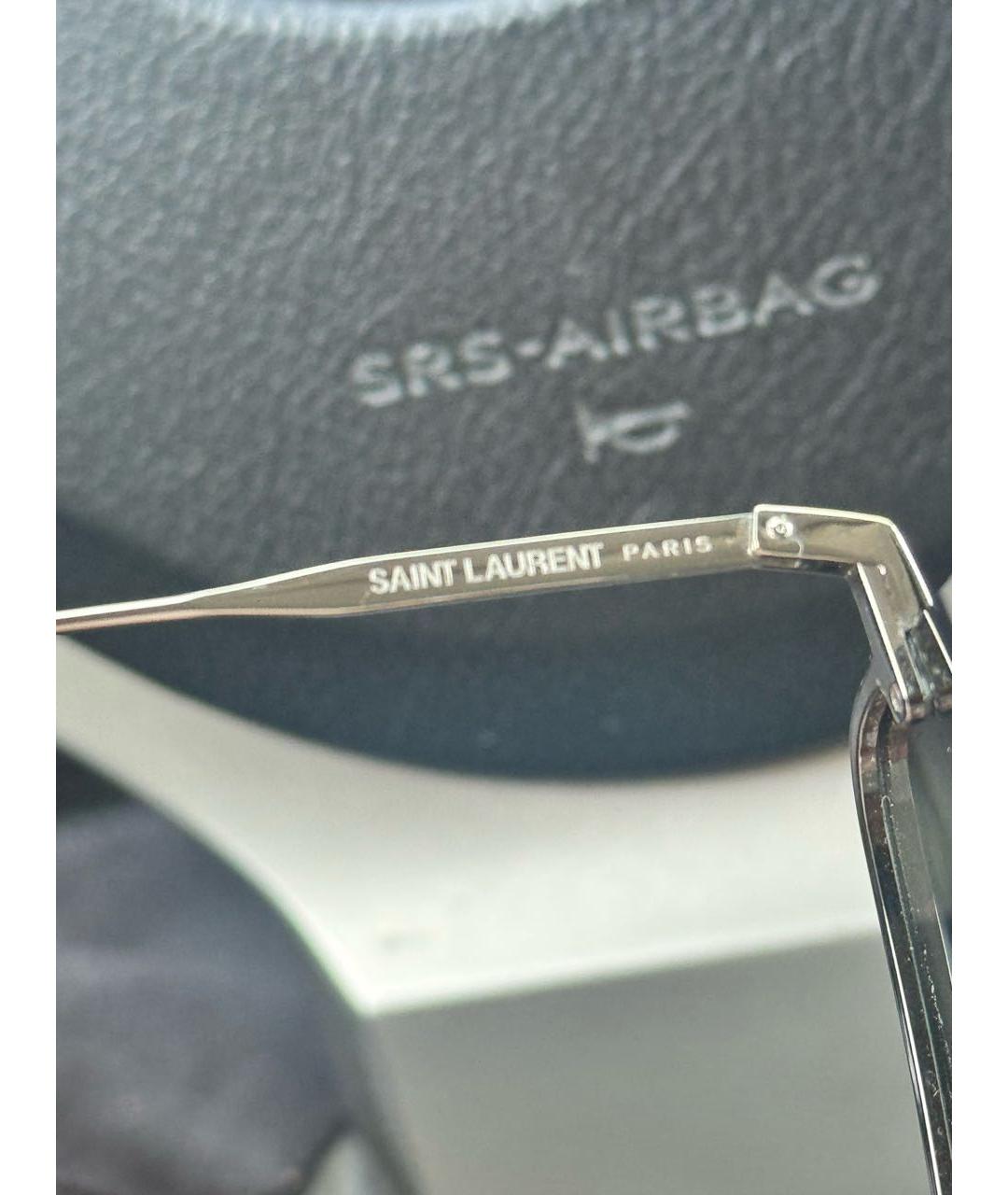 SAINT LAURENT Черные металлические солнцезащитные очки, фото 2