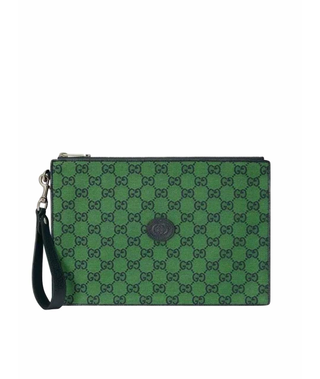 GUCCI Зеленая тканевая папка для документов, фото 1