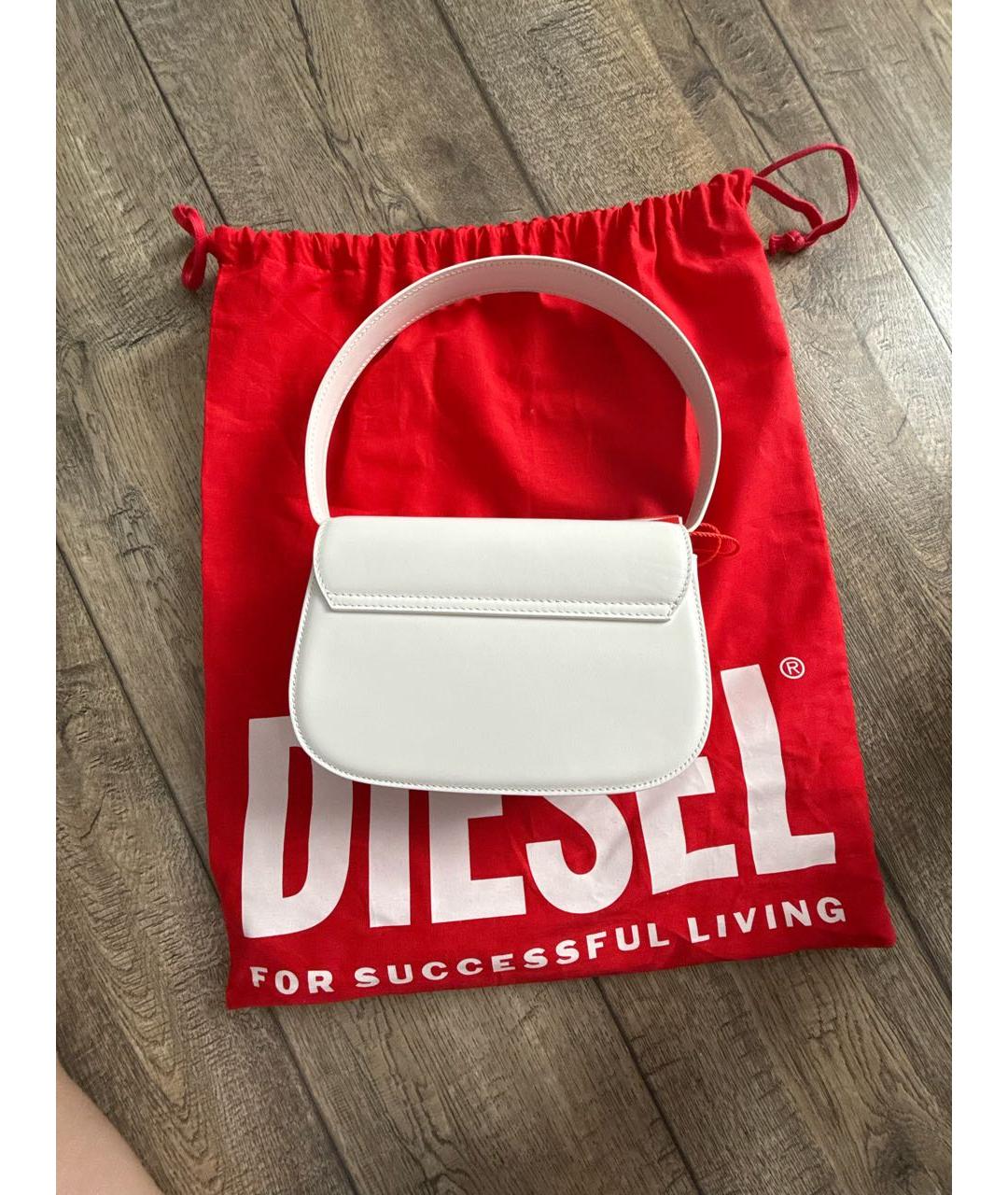 DIESEL Белая кожаная сумка с короткими ручками, фото 3