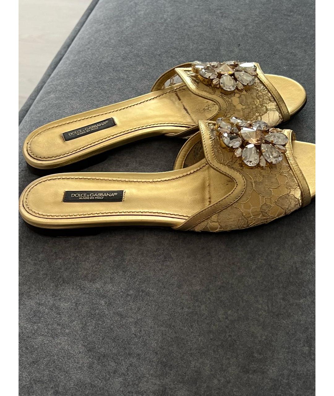 DOLCE&GABBANA Золотые шлепанцы, фото 5