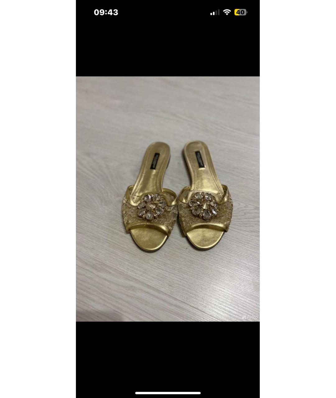 DOLCE&GABBANA Золотые шлепанцы, фото 2