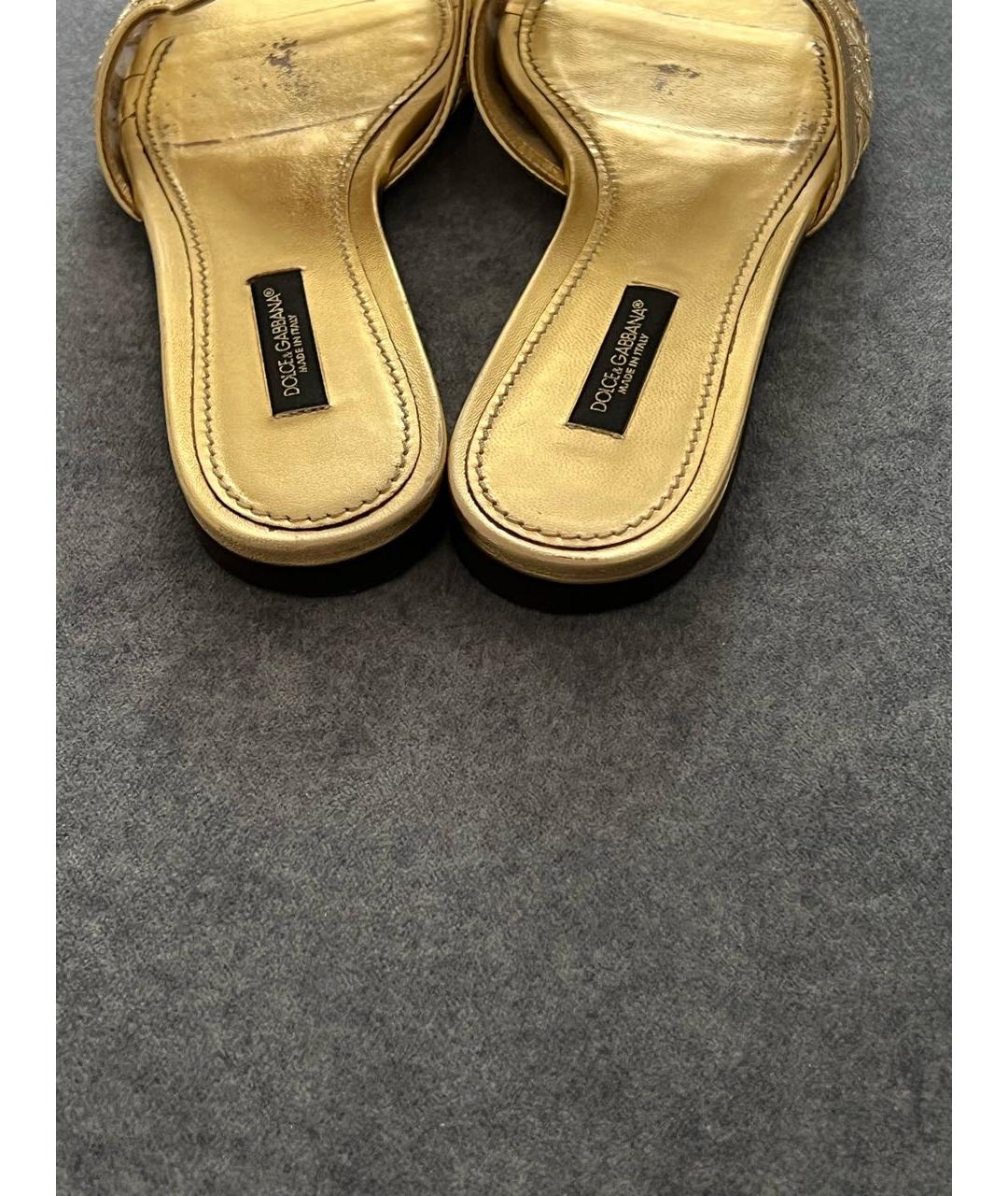 DOLCE&GABBANA Золотые шлепанцы, фото 4