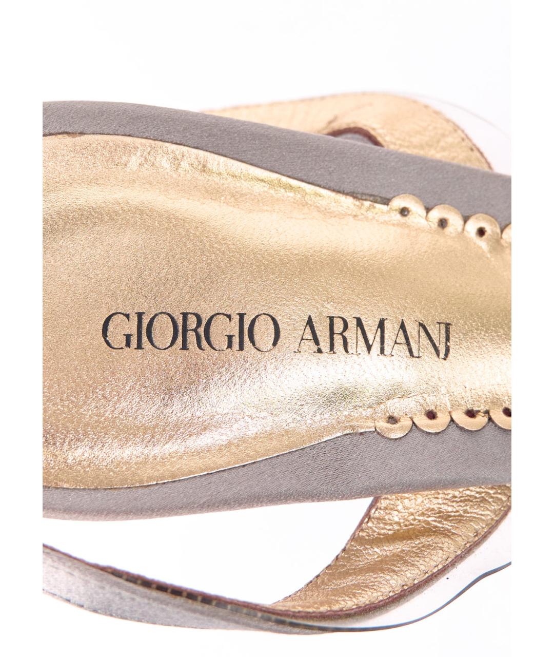 GIORGIO ARMANI Серые текстильные босоножки, фото 3