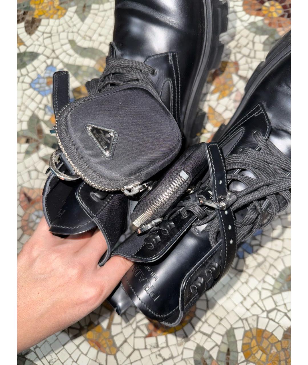 PRADA Черные кожаные ботинки, фото 6