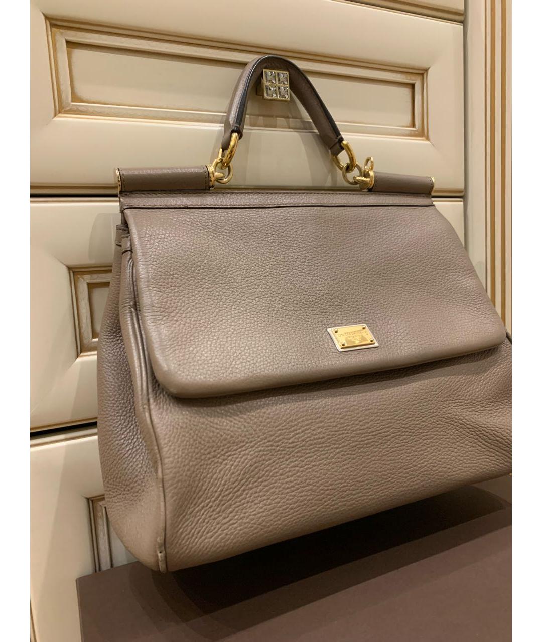 DOLCE&GABBANA Коричневая кожаная сумка с короткими ручками, фото 2