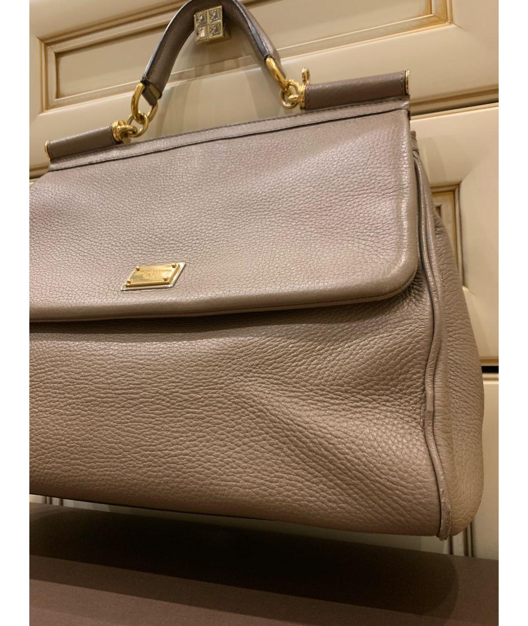 DOLCE&GABBANA Коричневая кожаная сумка с короткими ручками, фото 4