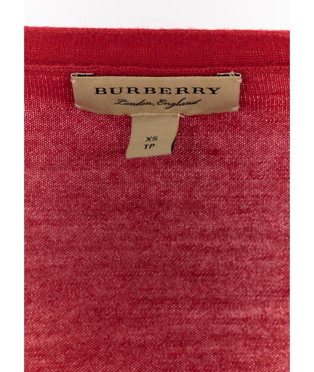BURBERRY Красный шерстяной кардиган, фото 3