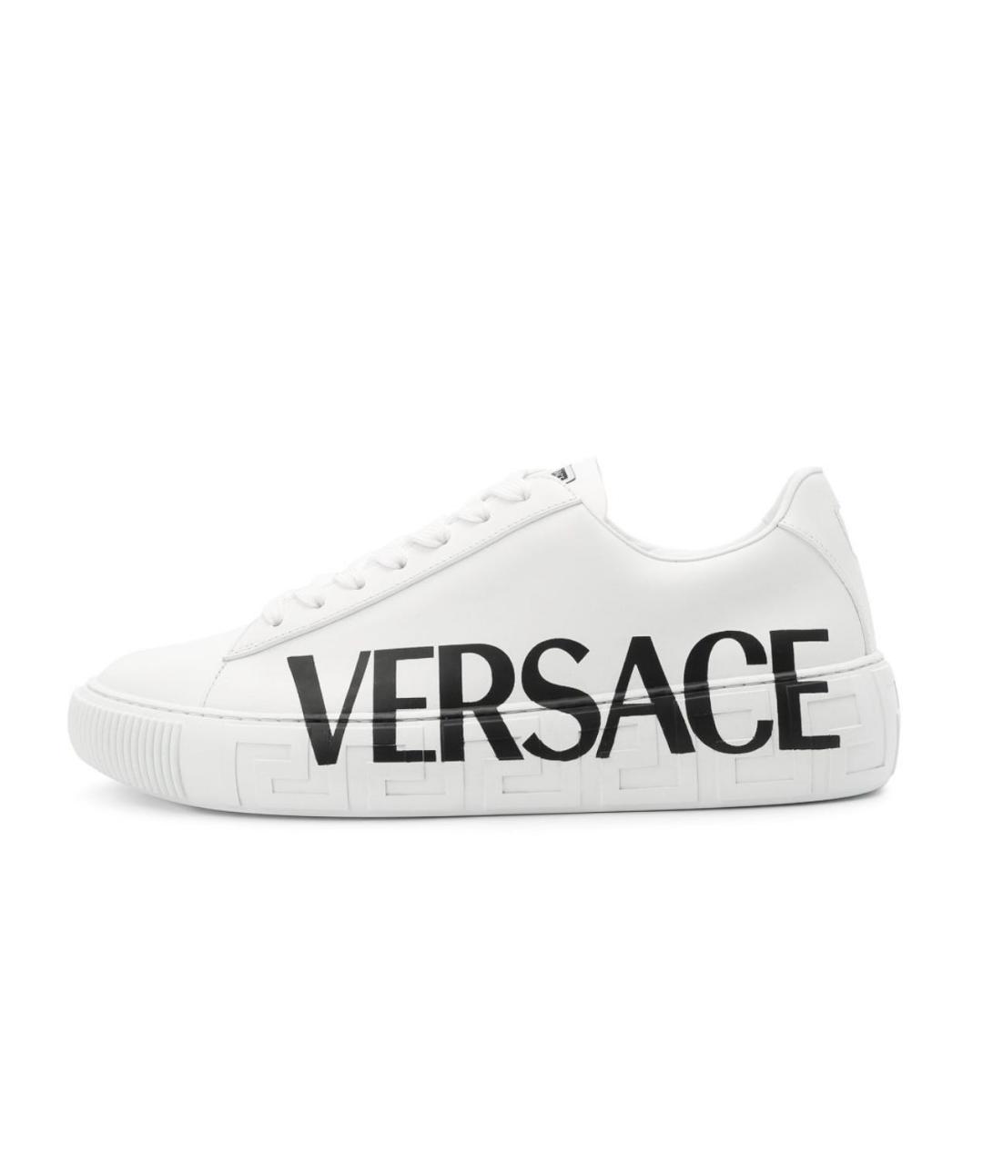 VERSACE Белые кожаные кроссовки, фото 4