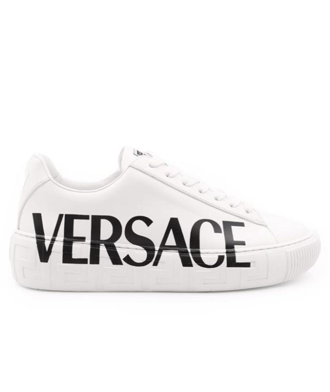 VERSACE Белые кожаные кроссовки, фото 6