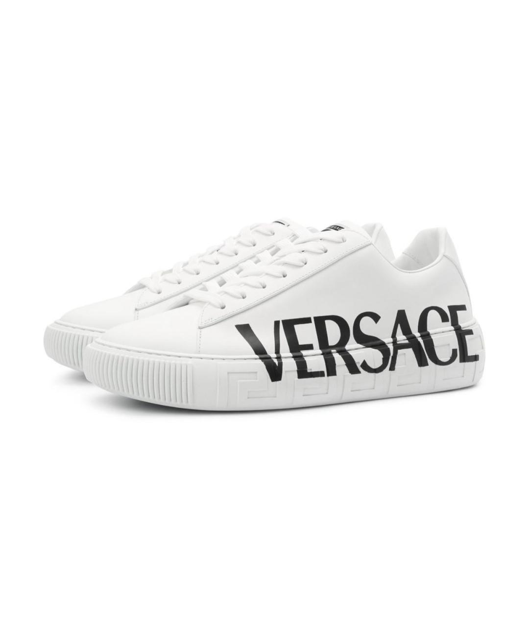VERSACE Белые кожаные кроссовки, фото 5