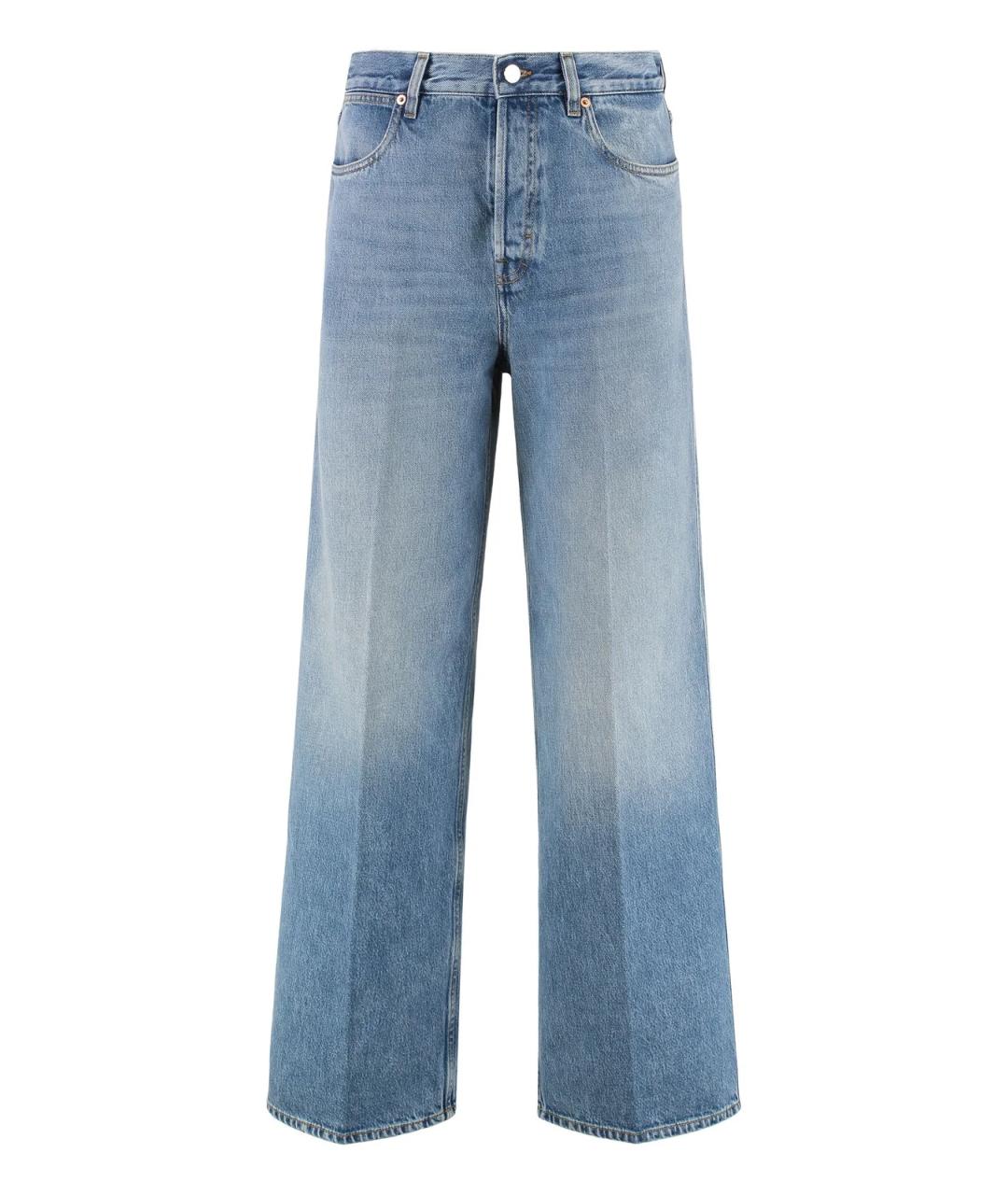 GUCCI Голубые хлопковые прямые джинсы, фото 1