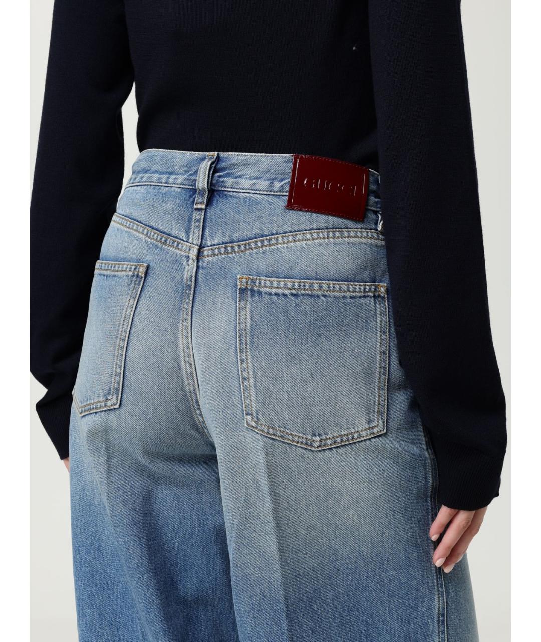 GUCCI Голубые хлопковые прямые джинсы, фото 6