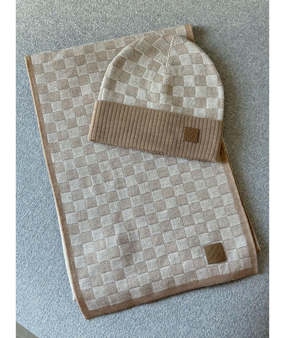 LOUIS VUITTON Бежевая шерстяная шапка, фото 2