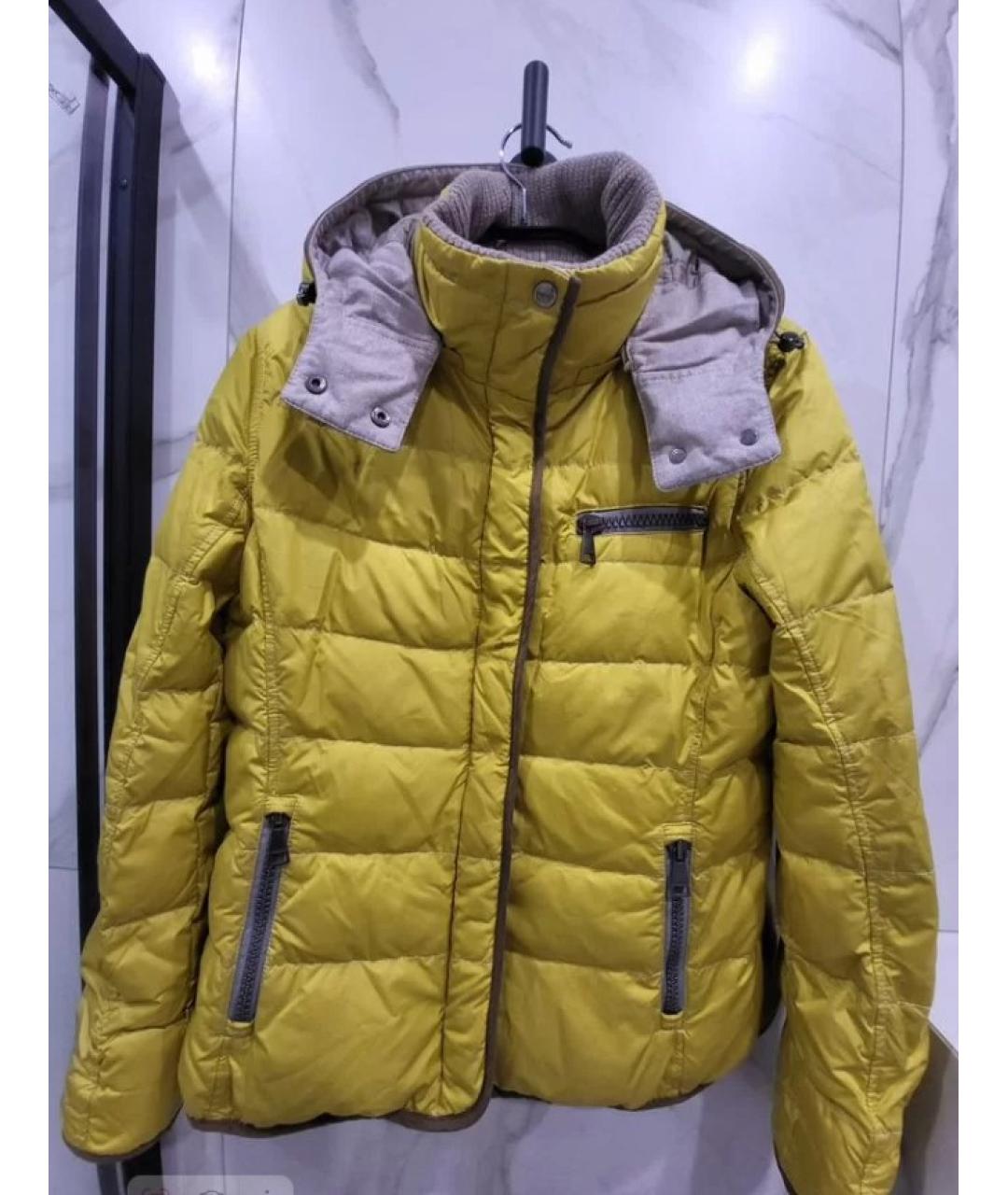 MONCLER Горчичный полиэстеровый пуховик, фото 7