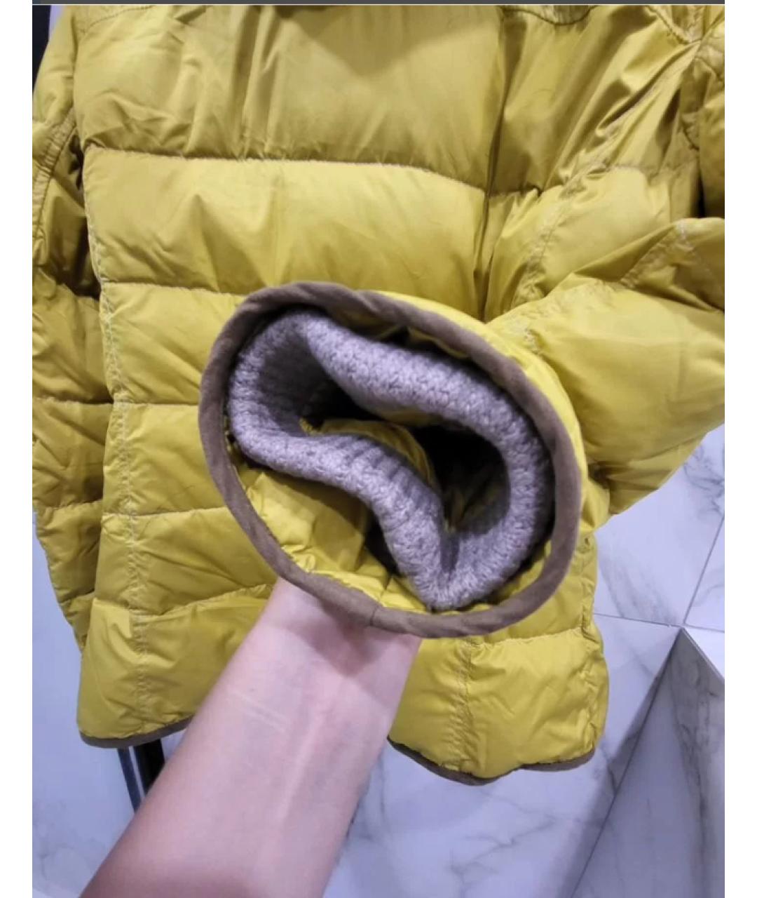 MONCLER Горчичный полиэстеровый пуховик, фото 5
