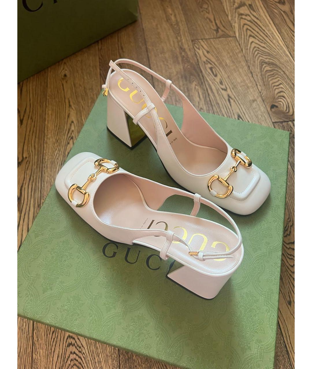 GUCCI Белые кожаные туфли, фото 3
