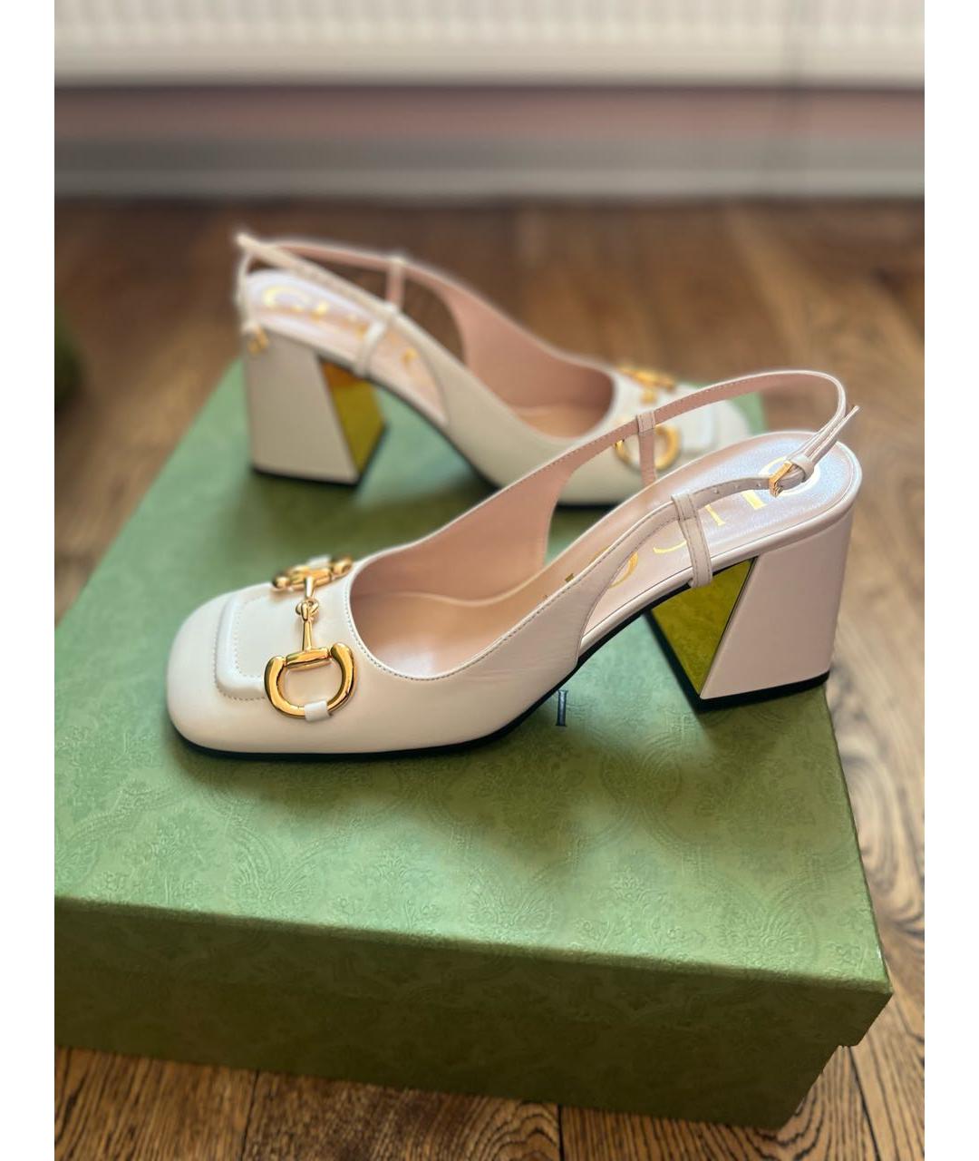 GUCCI Белые кожаные туфли, фото 4
