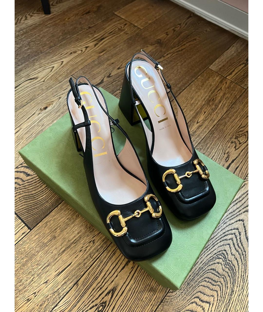 GUCCI Черные кожаные туфли, фото 4