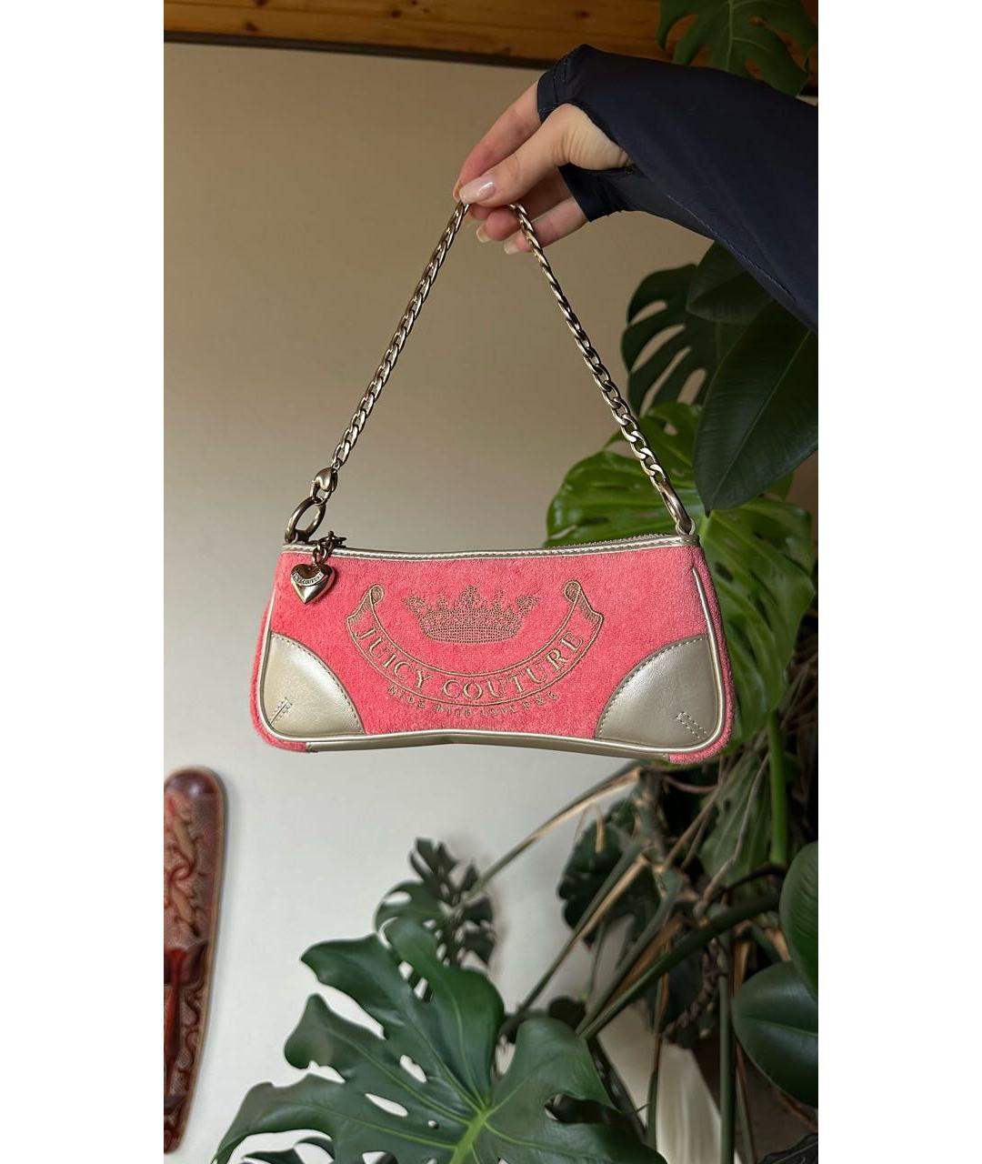 JUICY COUTURE Коралловая кожаная сумка с короткими ручками, фото 7