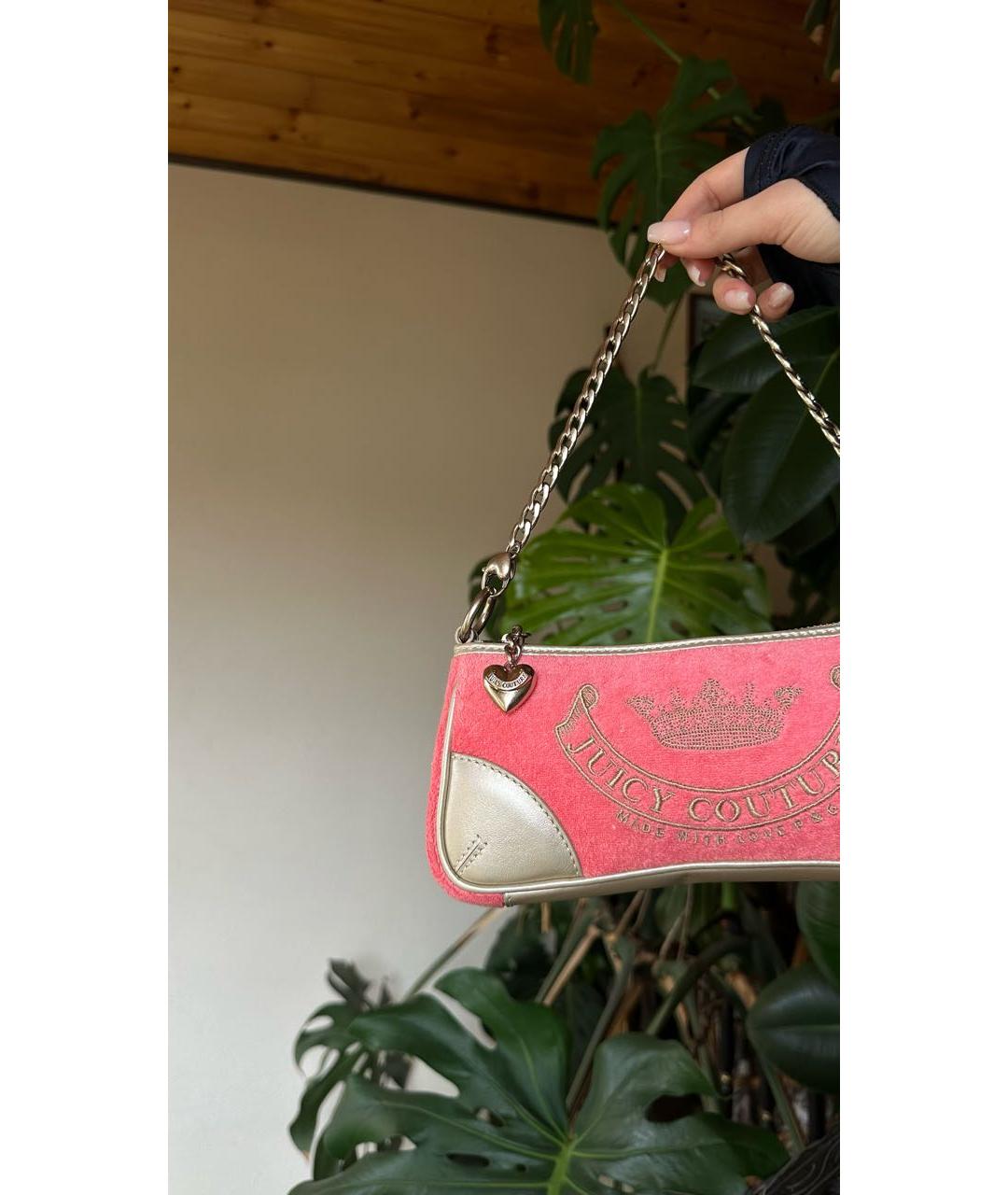 JUICY COUTURE Коралловая кожаная сумка с короткими ручками, фото 3
