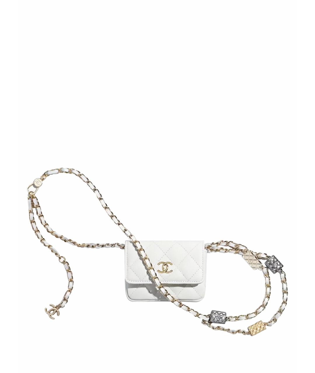 CHANEL Белая кожаная поясная сумка, фото 1