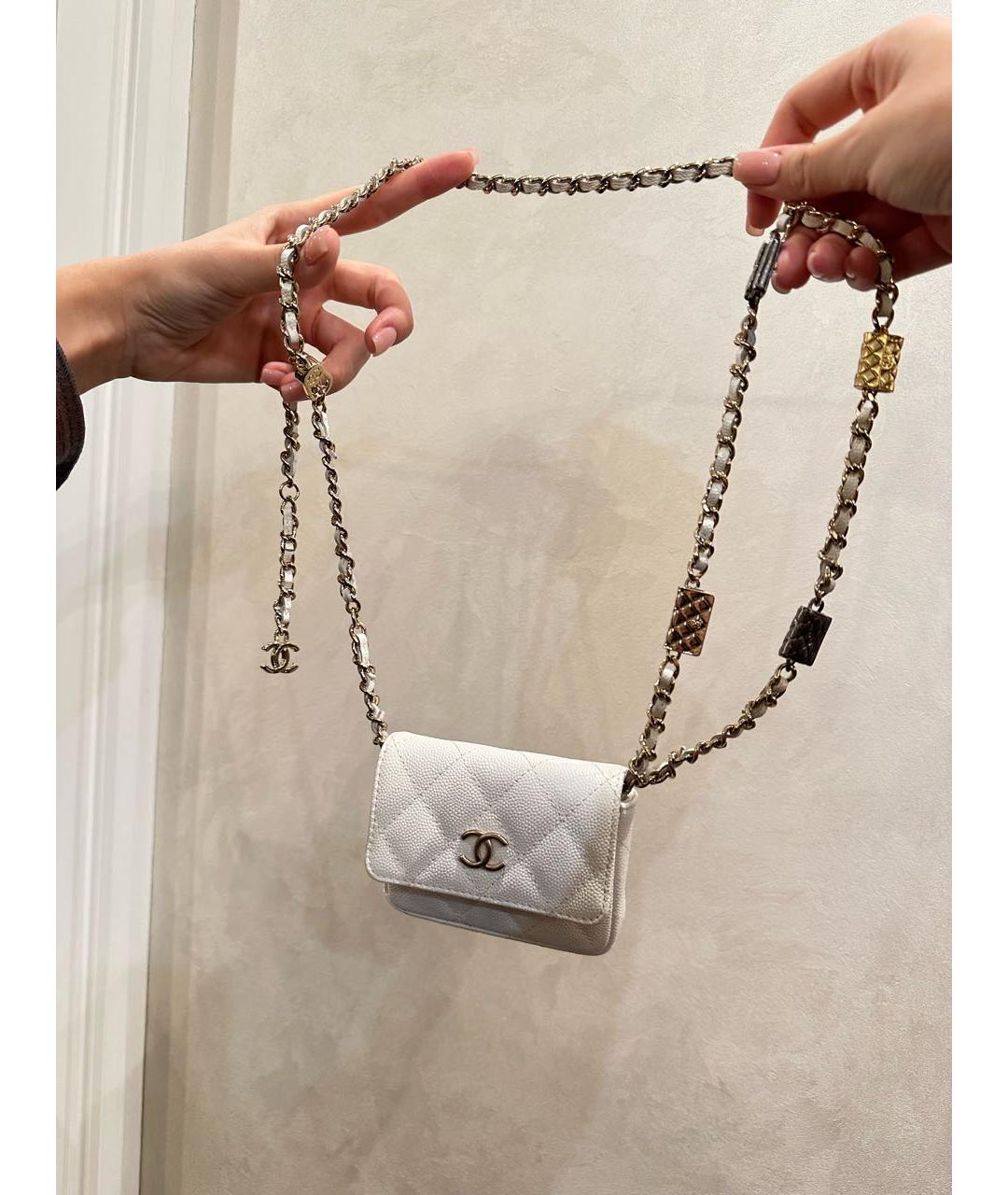 CHANEL Белая кожаная поясная сумка, фото 5