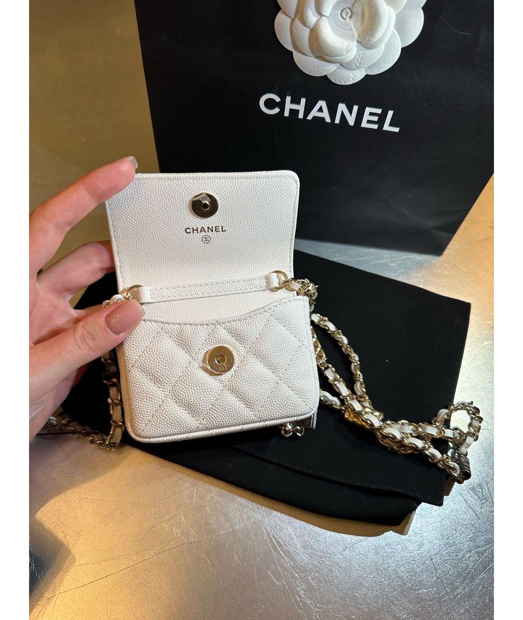 CHANEL Белая кожаная поясная сумка, фото 4