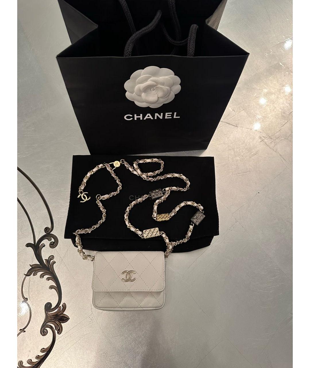 CHANEL Белая кожаная поясная сумка, фото 2