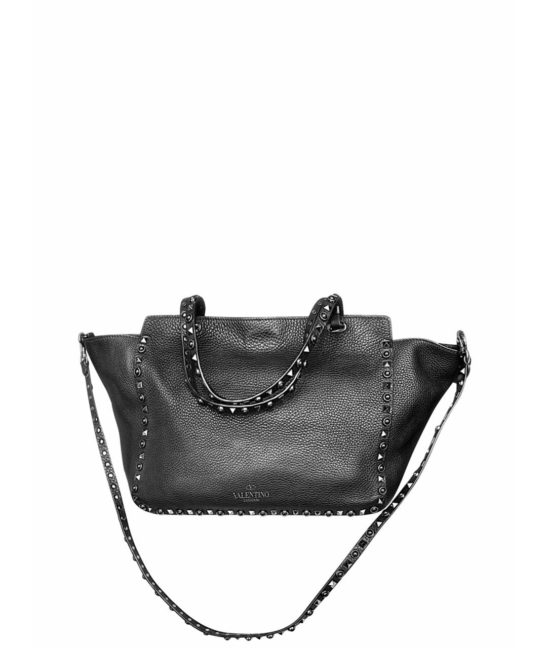 VALENTINO Черная кожаная сумка тоут, фото 1