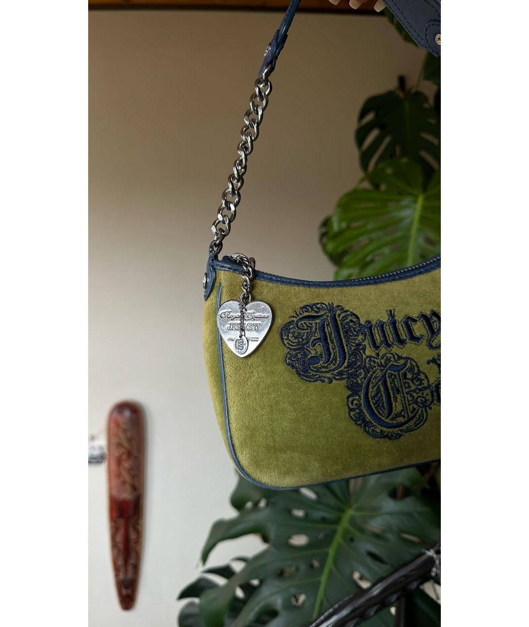 JUICY COUTURE Зеленая кожаная сумка с короткими ручками, фото 2