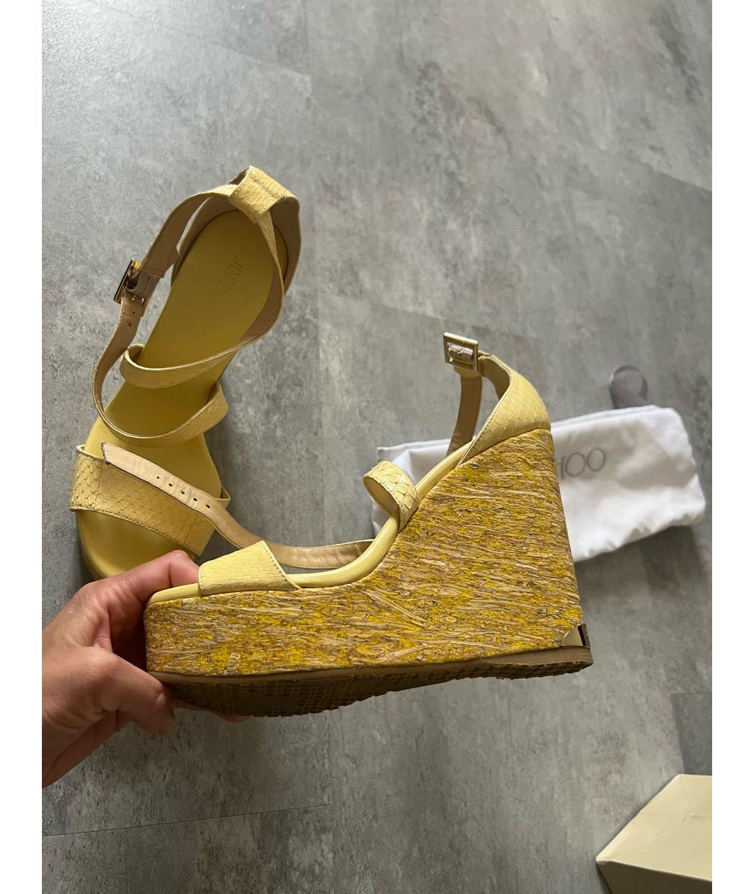 JIMMY CHOO Горчичные кожаные босоножки, фото 4