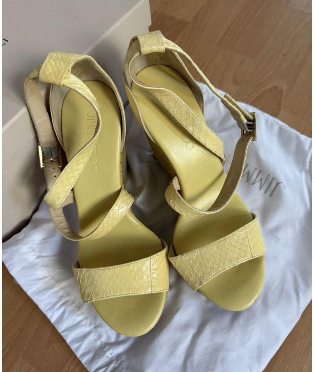 JIMMY CHOO Горчичные кожаные босоножки, фото 3
