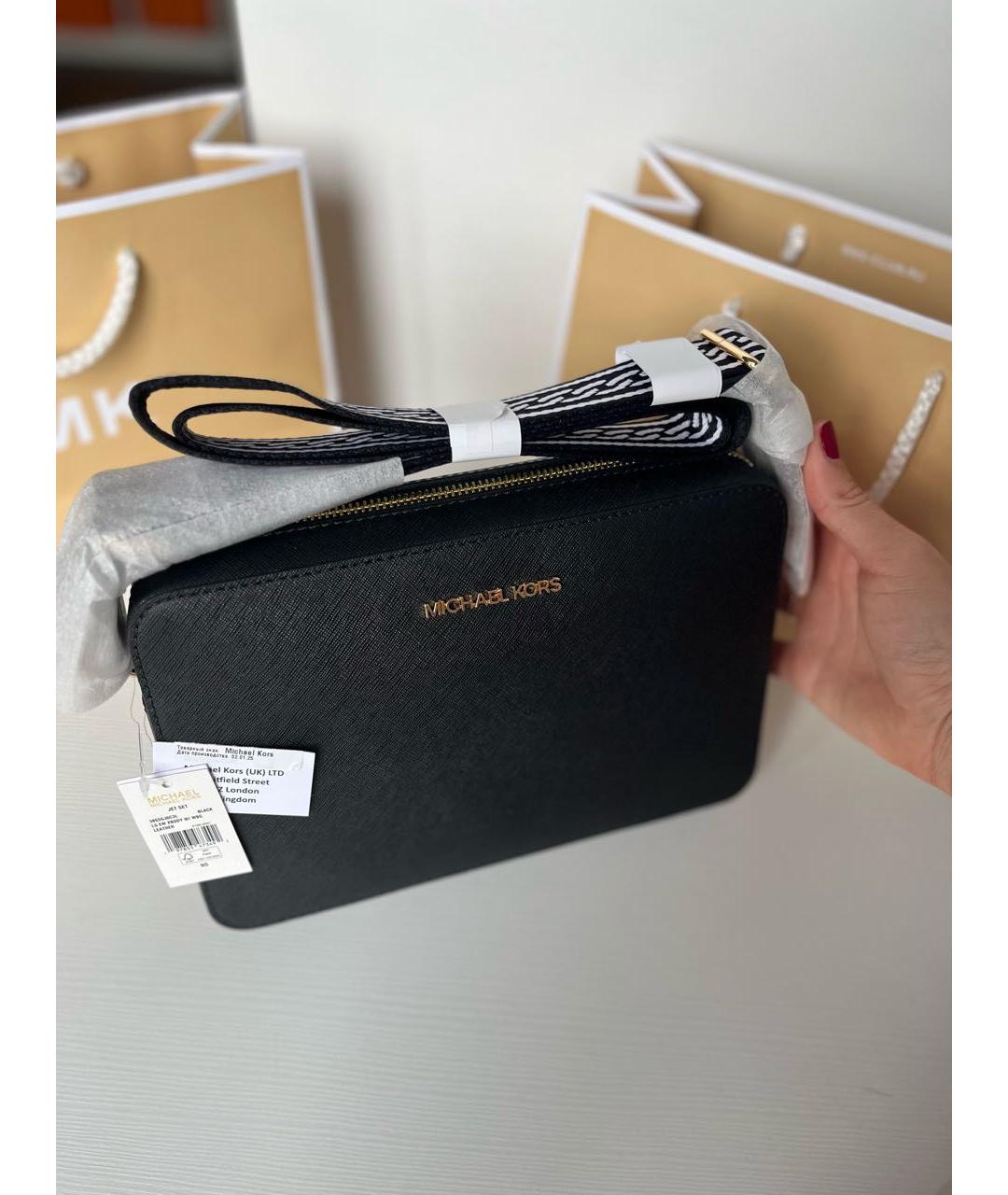 MICHAEL KORS Черная кожаная сумка через плечо, фото 4