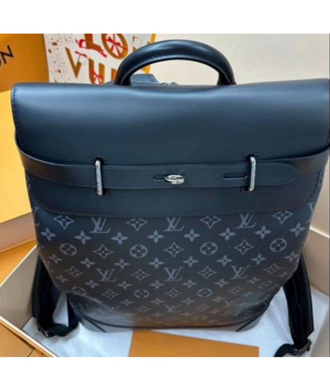 LOUIS VUITTON Темно-синий кожаный рюкзак, фото 6