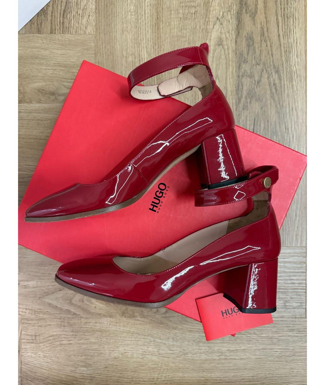 HUGO BOSS Бордовые туфли из лакированной кожи, фото 9