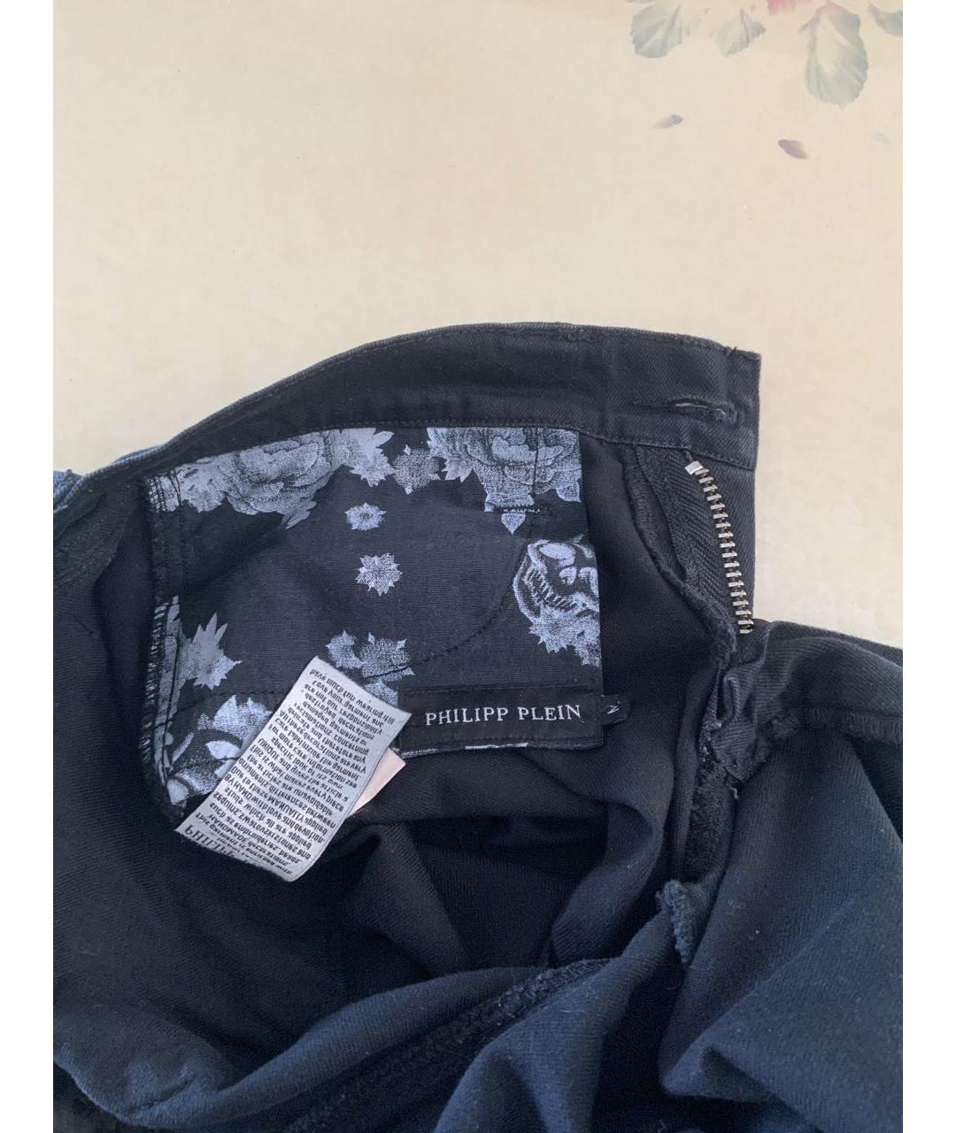 PHILIPP PLEIN Черные хлопковые прямые джинсы, фото 3