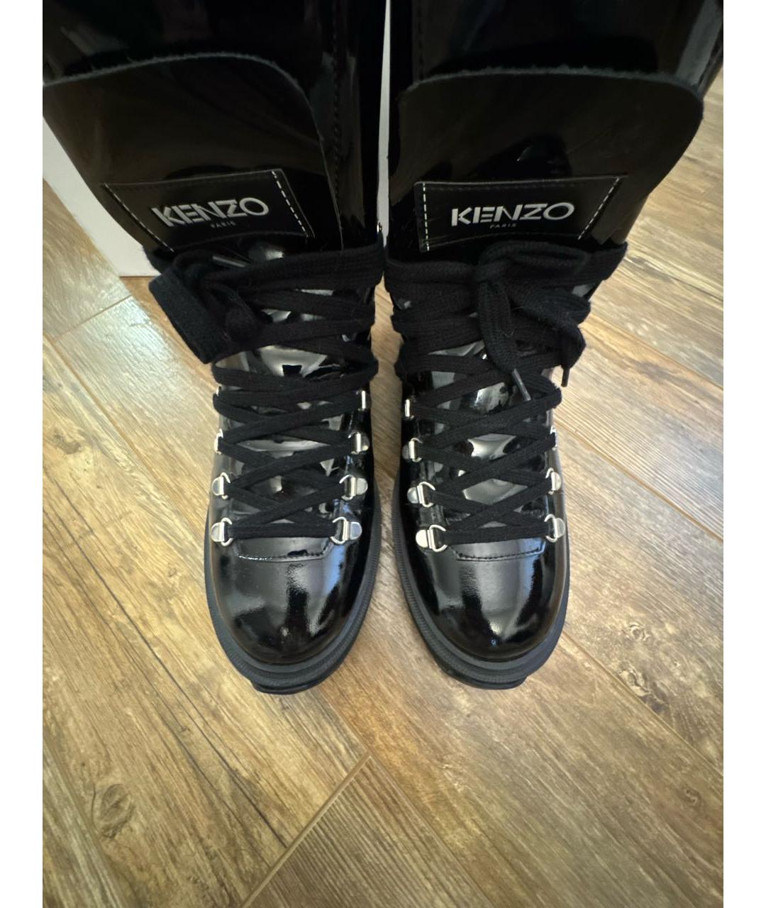 KENZO Черные сапоги из лакированной кожи, фото 3