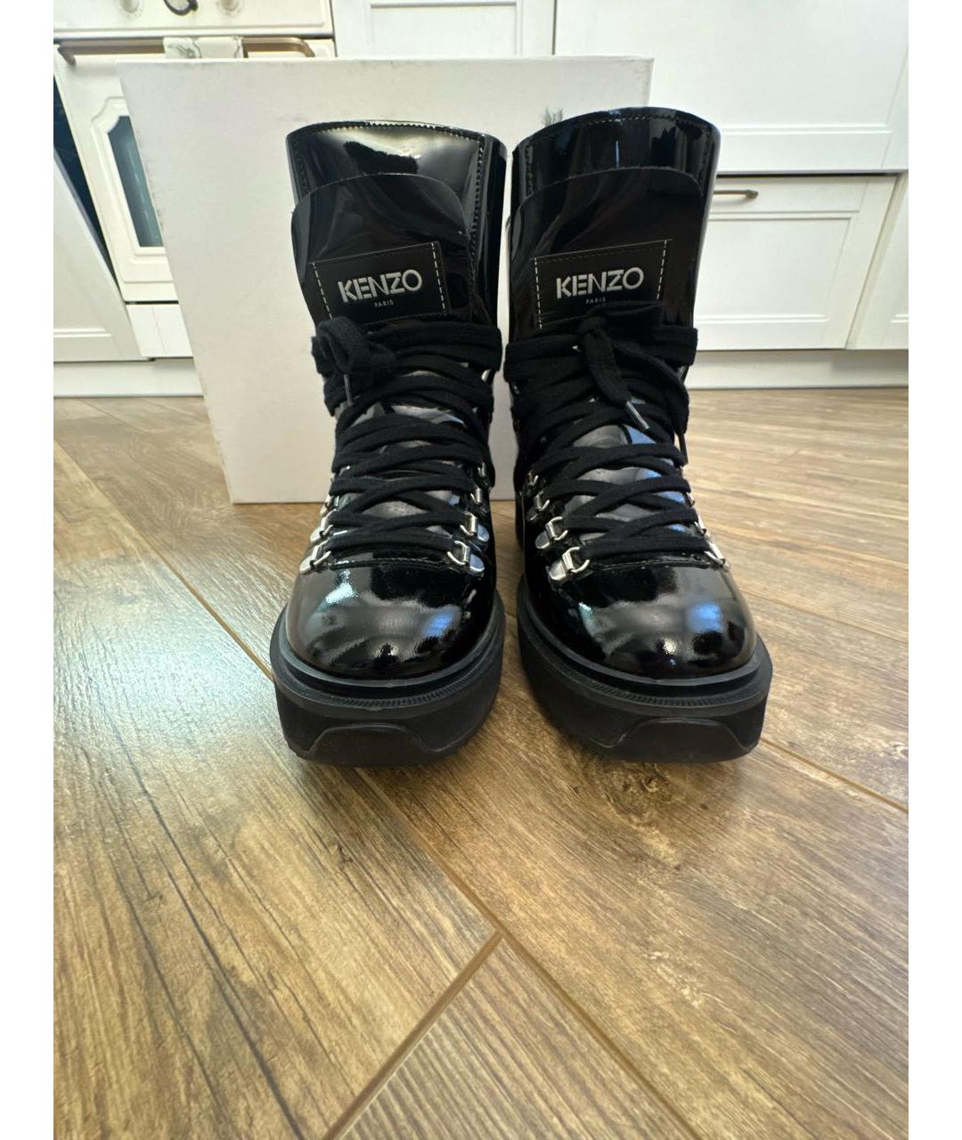 KENZO Черные сапоги из лакированной кожи, фото 2