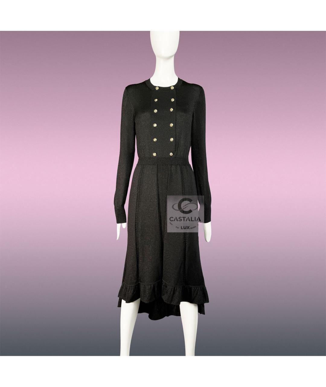 CHANEL Черное вискозное коктейльное платье, фото 6