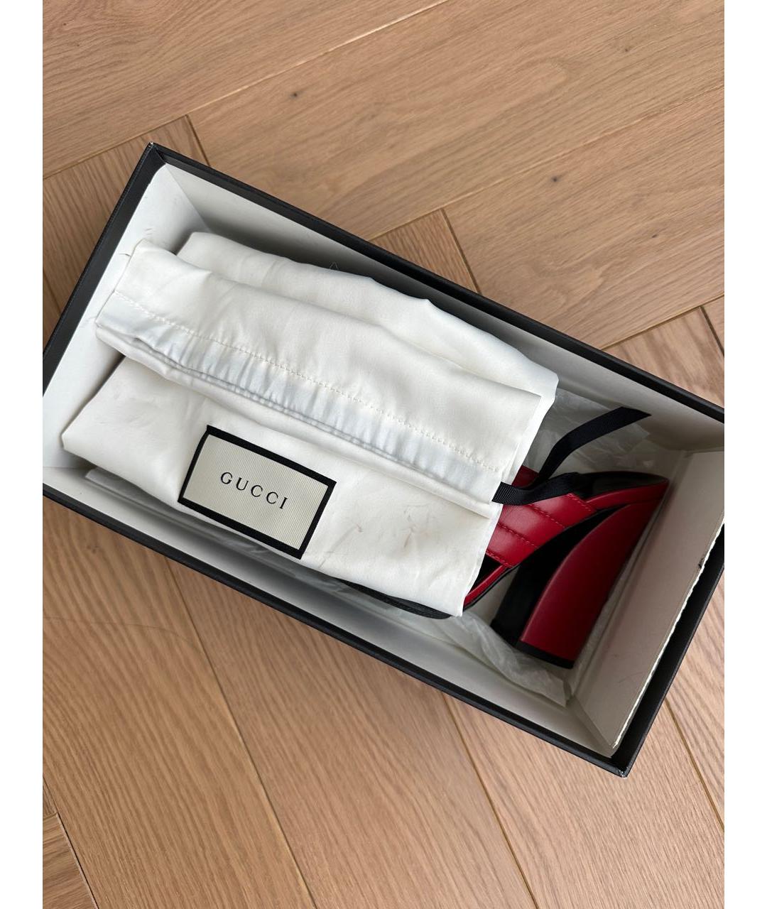 GUCCI Красные кожаные босоножки, фото 5