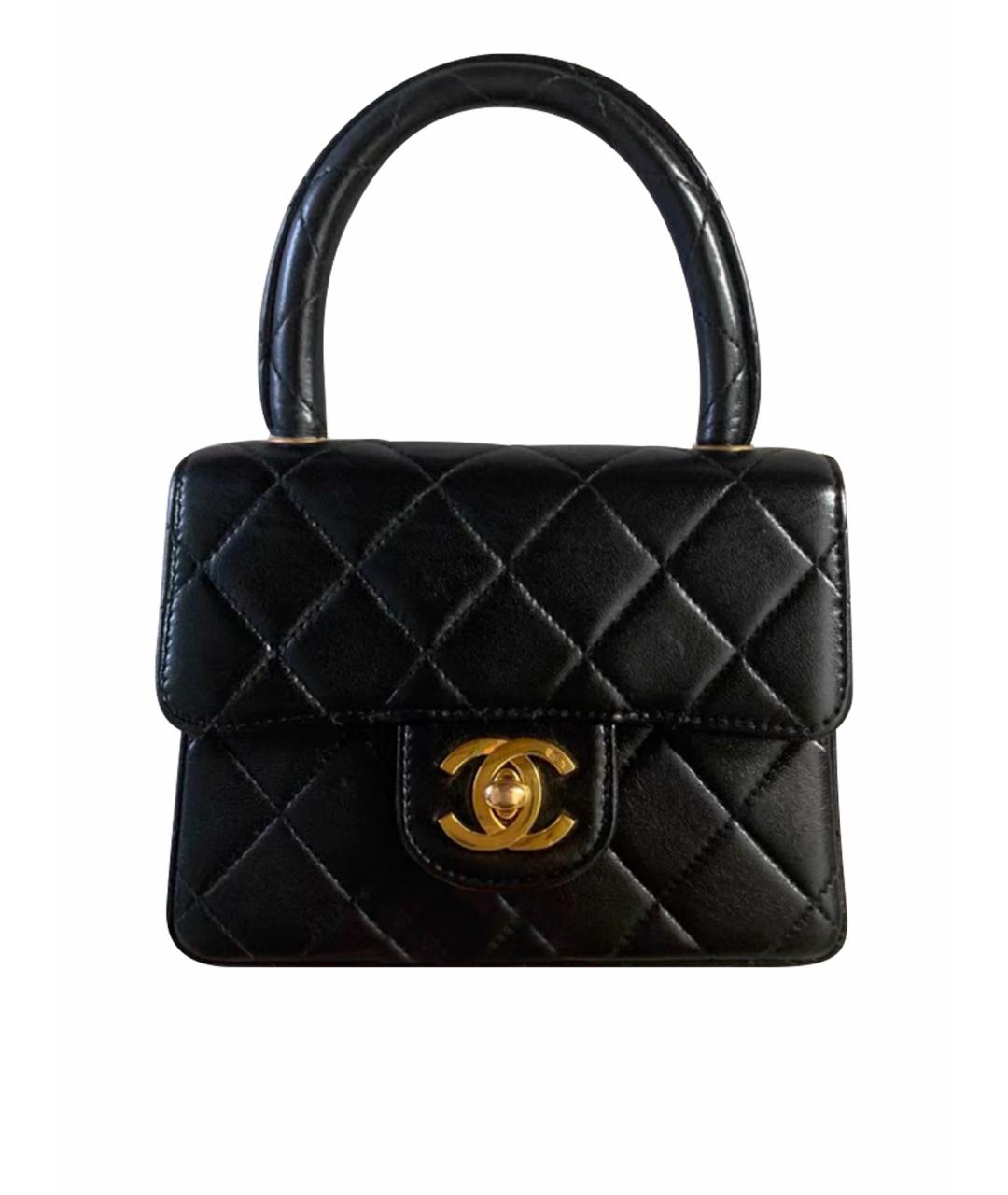 CHANEL Черная кожаная сумка с короткими ручками, фото 1