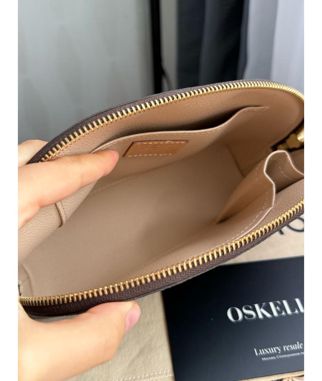 LOUIS VUITTON Коричневая кожаная косметичка, фото 6