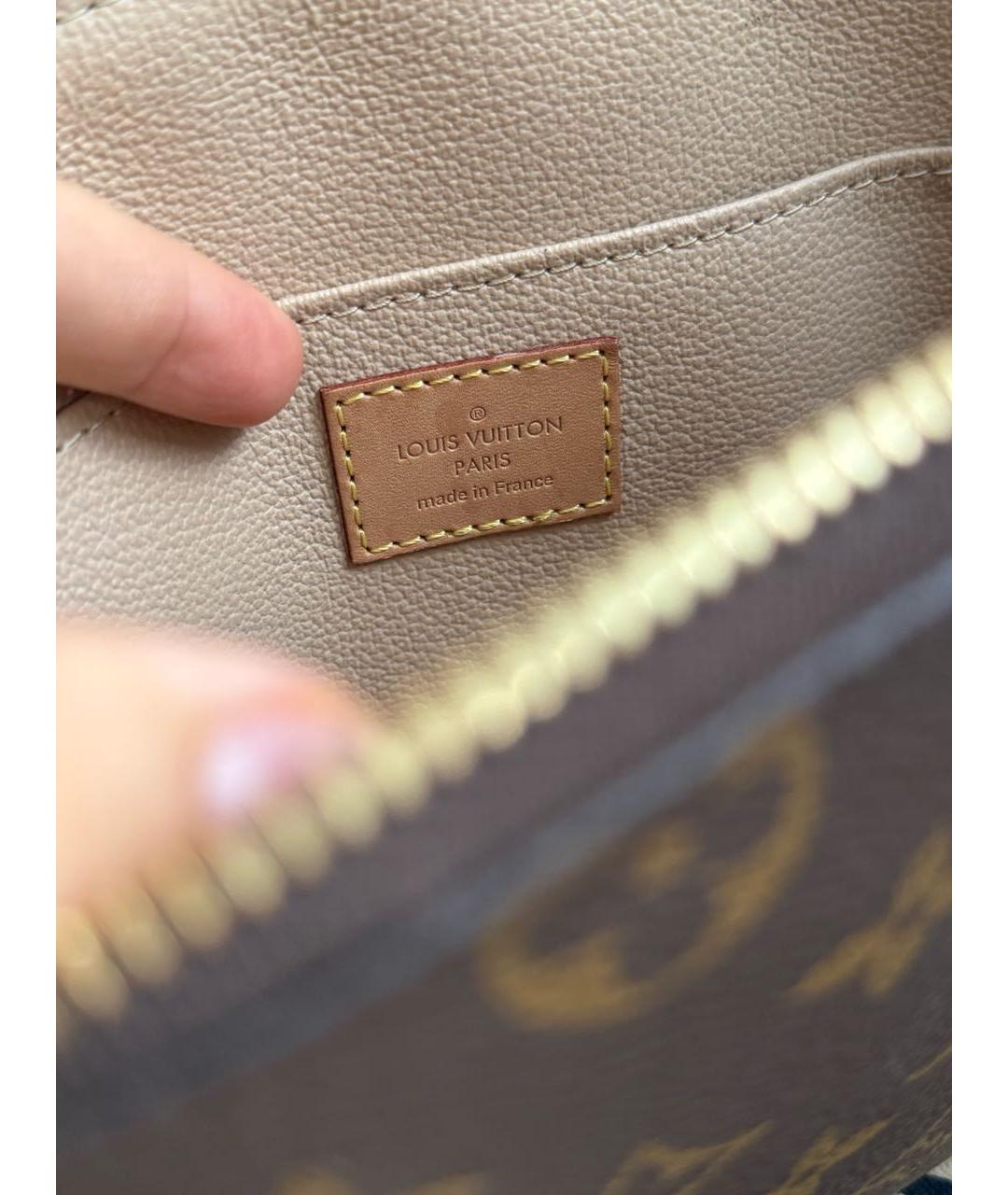 LOUIS VUITTON Коричневая кожаная косметичка, фото 7