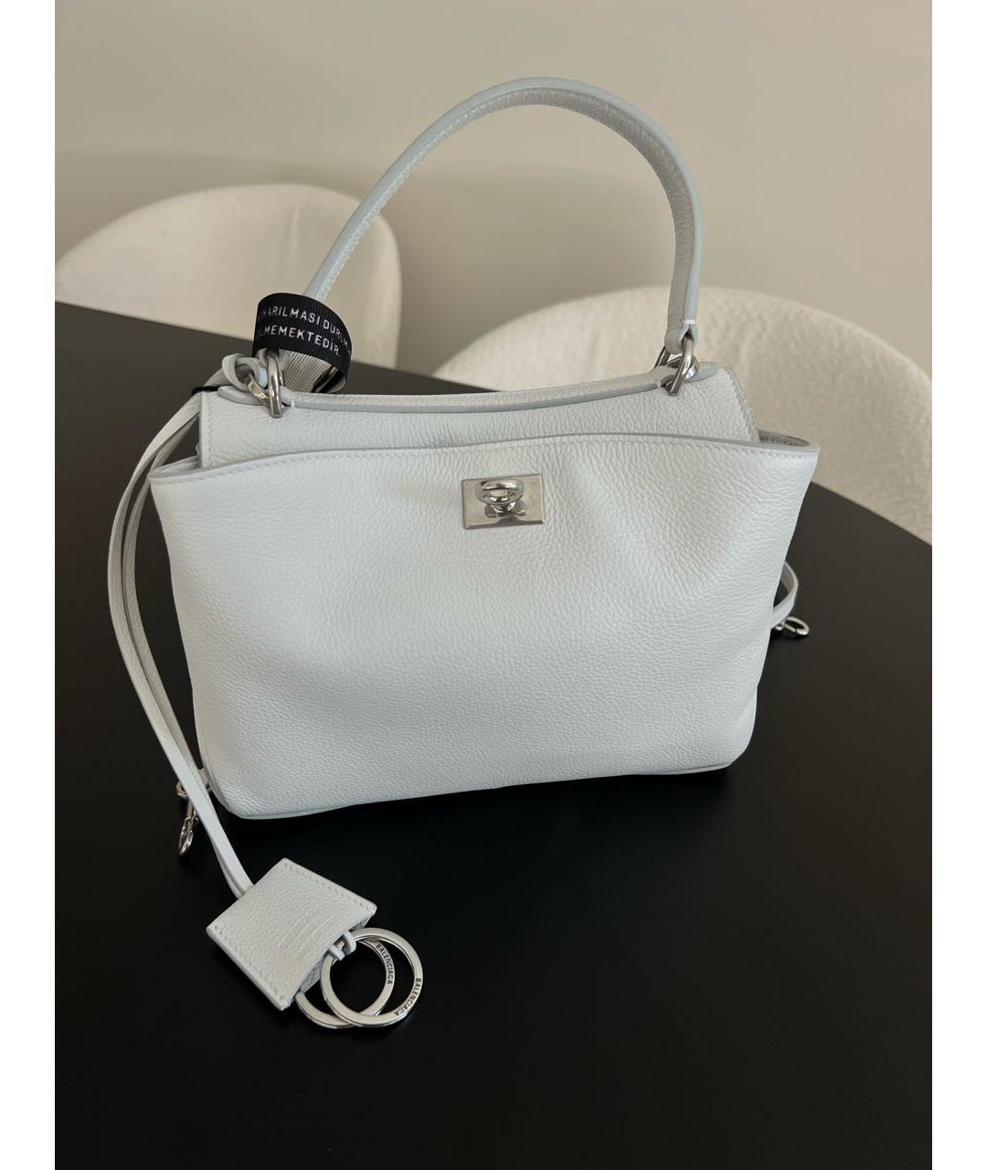 BALENCIAGA Белая кожаная сумка с короткими ручками, фото 2