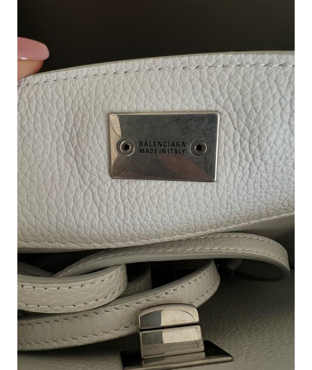BALENCIAGA Белая кожаная сумка с короткими ручками, фото 6